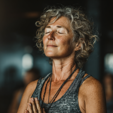 Група літніх людей на заняттях йоги